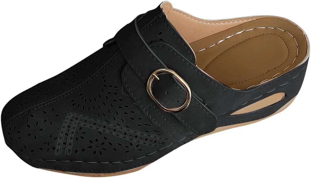 Orthopedic Sandals for Women Closed Toe Cute Mules Women Slip On Summer Mule High Heel Slipper Breathable Wedge Slides