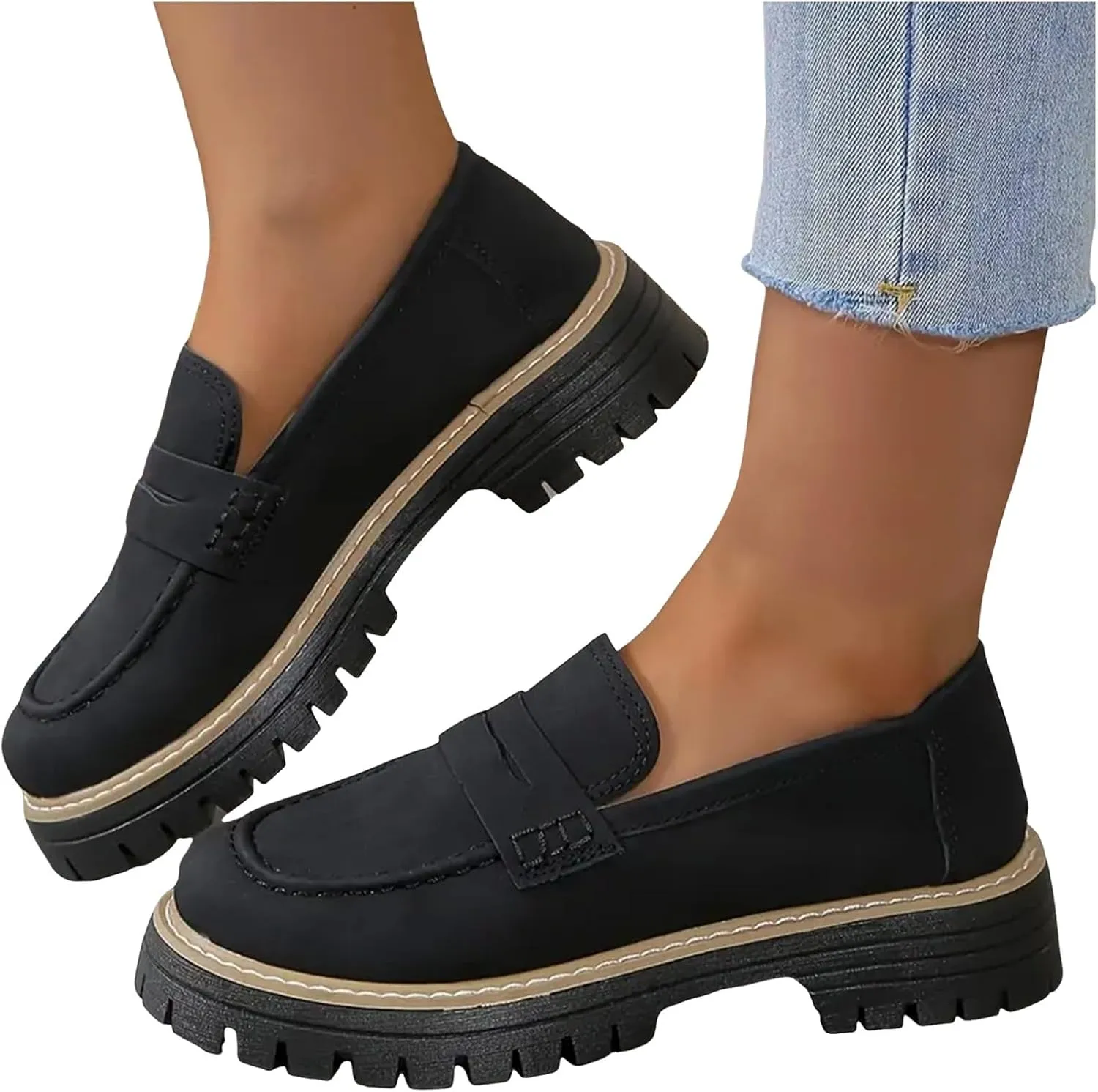 Orthoture-orthopedic Platform Loafers for Women,Wide Width Dress Shoes Ortho Comfort Shoes Slip On Penny Loafers