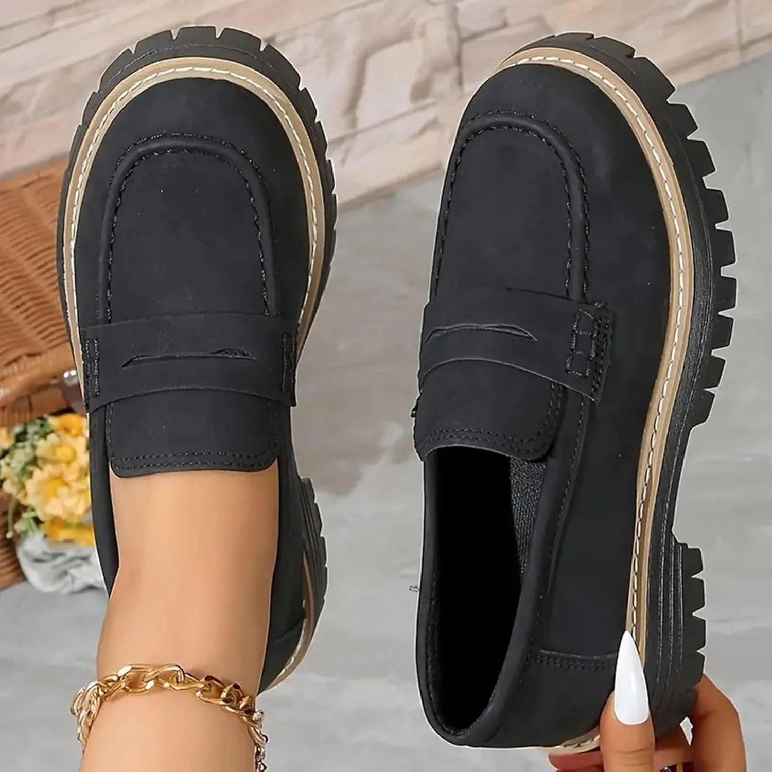 Orthoture-orthopedic Platform Loafers for Women,Wide Width Dress Shoes Ortho Comfort Shoes Slip On Penny Loafers
