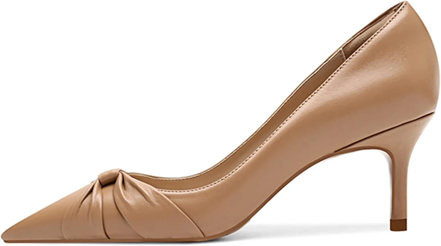 PiePieBuy Womens Pointed Toe Pumps Twist Knot Stiletto Mid Heel Faux Leather Dress Shoes