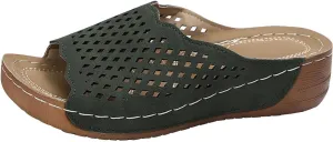 Platform Sandals Women Fashion Wedge Sandal Summer Dressy Open Toes Black Shoes with Arch Support Slip On Walking Shoe