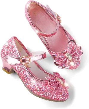 Princess Dress Shoes Flower Girls Low Heel Glitter Party Mary Jane