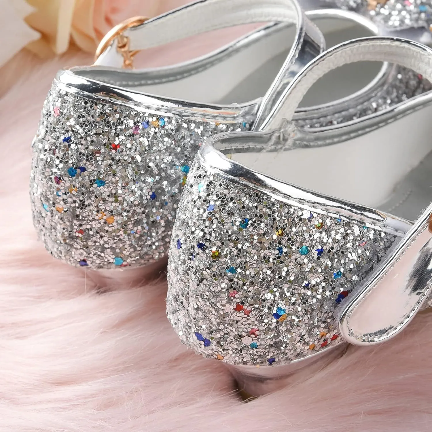 Princess Dress Shoes Flower Girls Low Heel Glitter Party Mary Jane