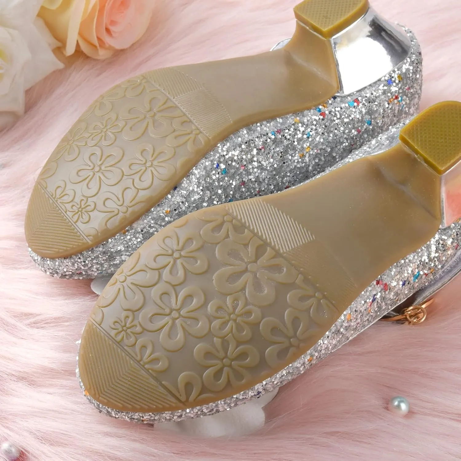 Princess Dress Shoes Flower Girls Low Heel Glitter Party Mary Jane