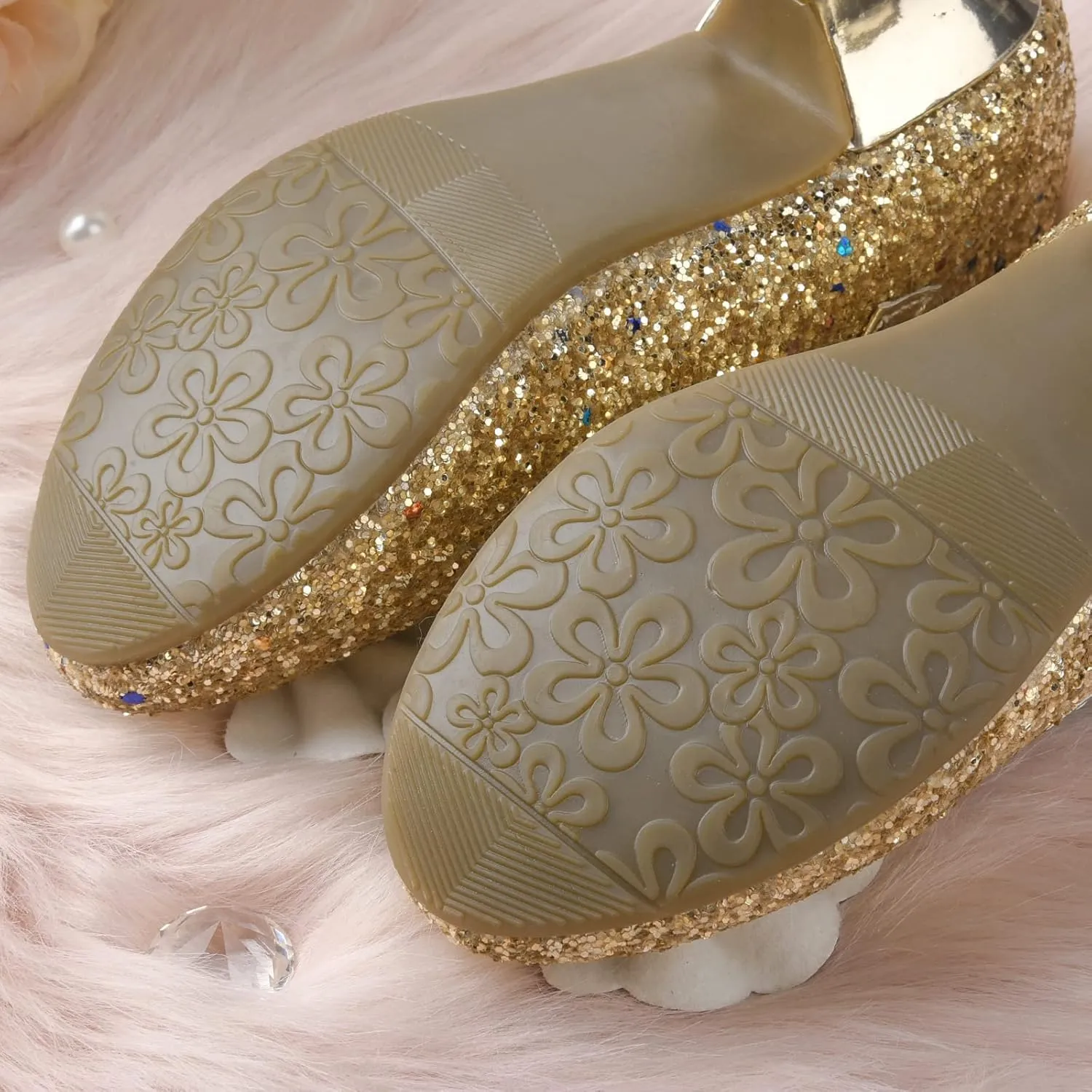 Princess Dress Shoes Flower Girls Low Heel Glitter Party Mary Jane
