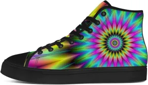Psychedelic Shoes for Men Women Trippy High Top Canvas Sneakers Lace Up Casual Walking Shoes Gifts for Dad Mom