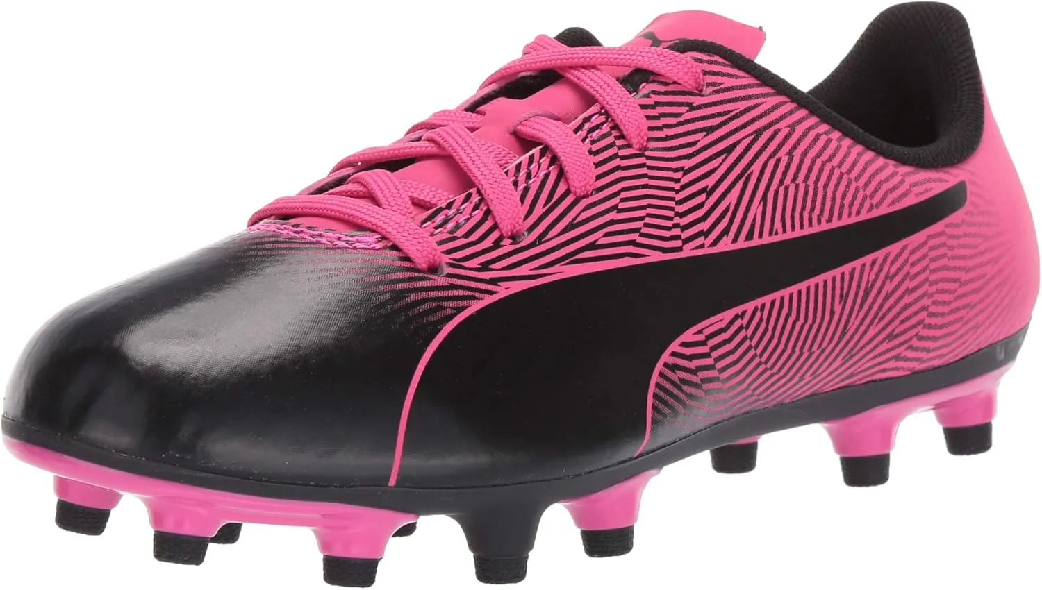 PUMA Unisex-Kid's Spirit FG Sneaker, Black-Knockout Pink, 5 M US Big Kid