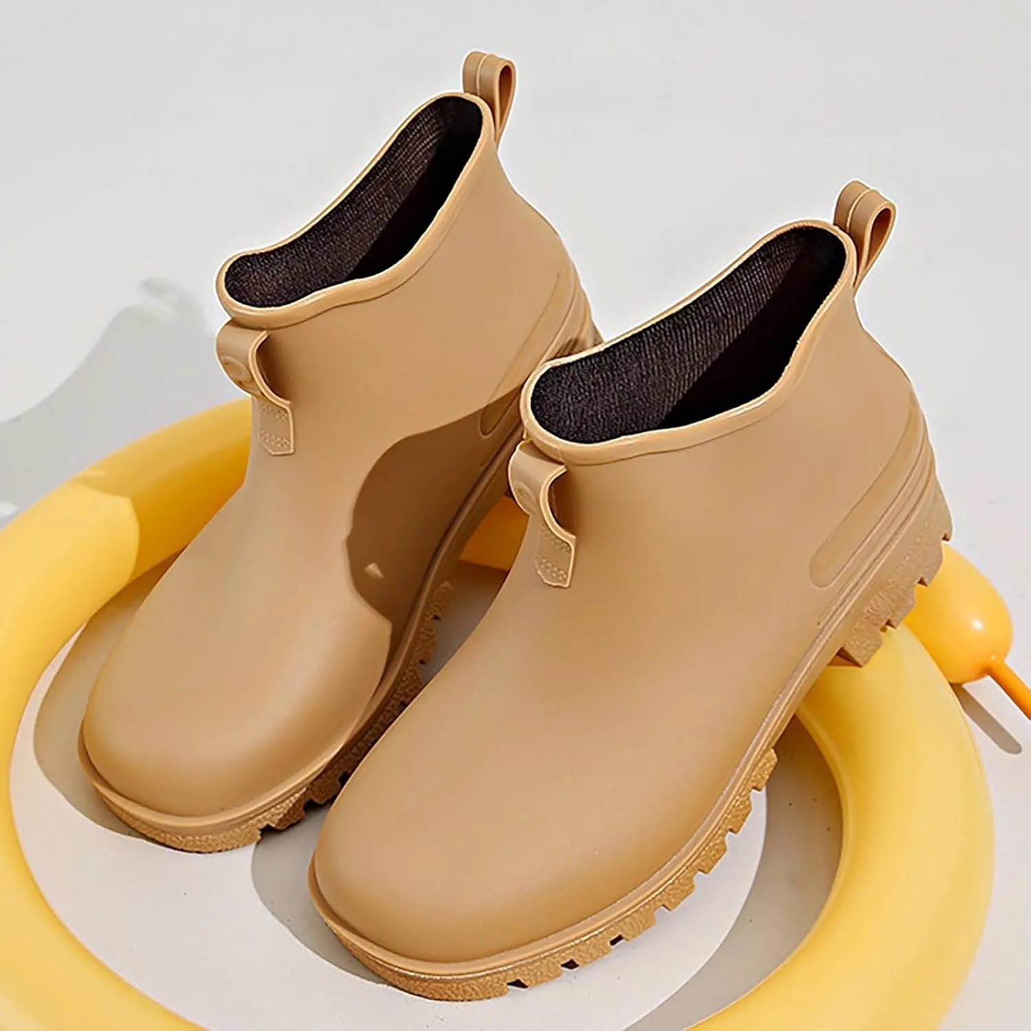 Rain Boots Women Wide Calf Ankle Boots For Women Ankle Booties Waterproof Low Heel Rain Shoes Cowboy Cowgirl Winter Combat