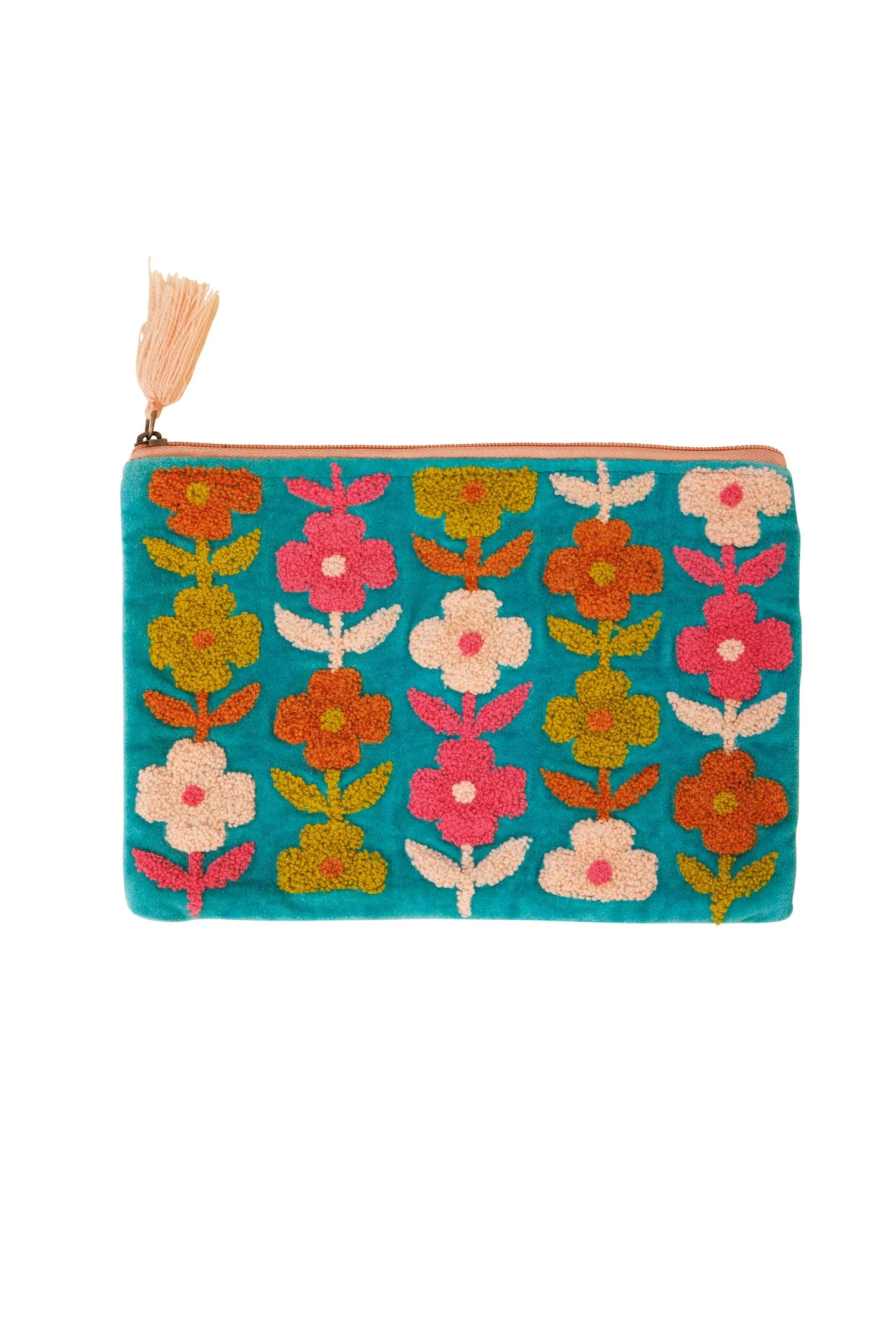 Rambling Flower Pouch -Aqua
