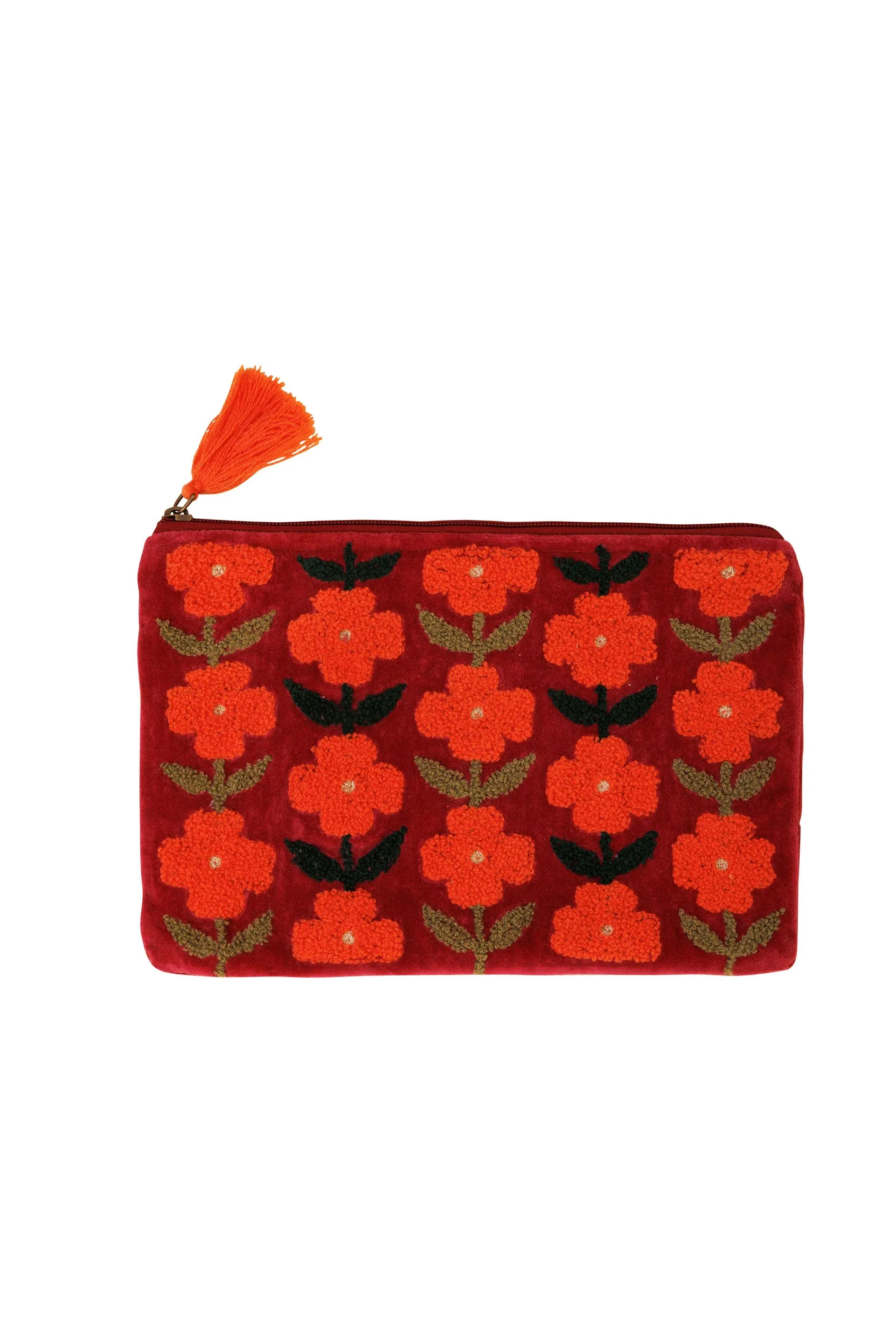 Rambling Flower Pouch -Burgundy