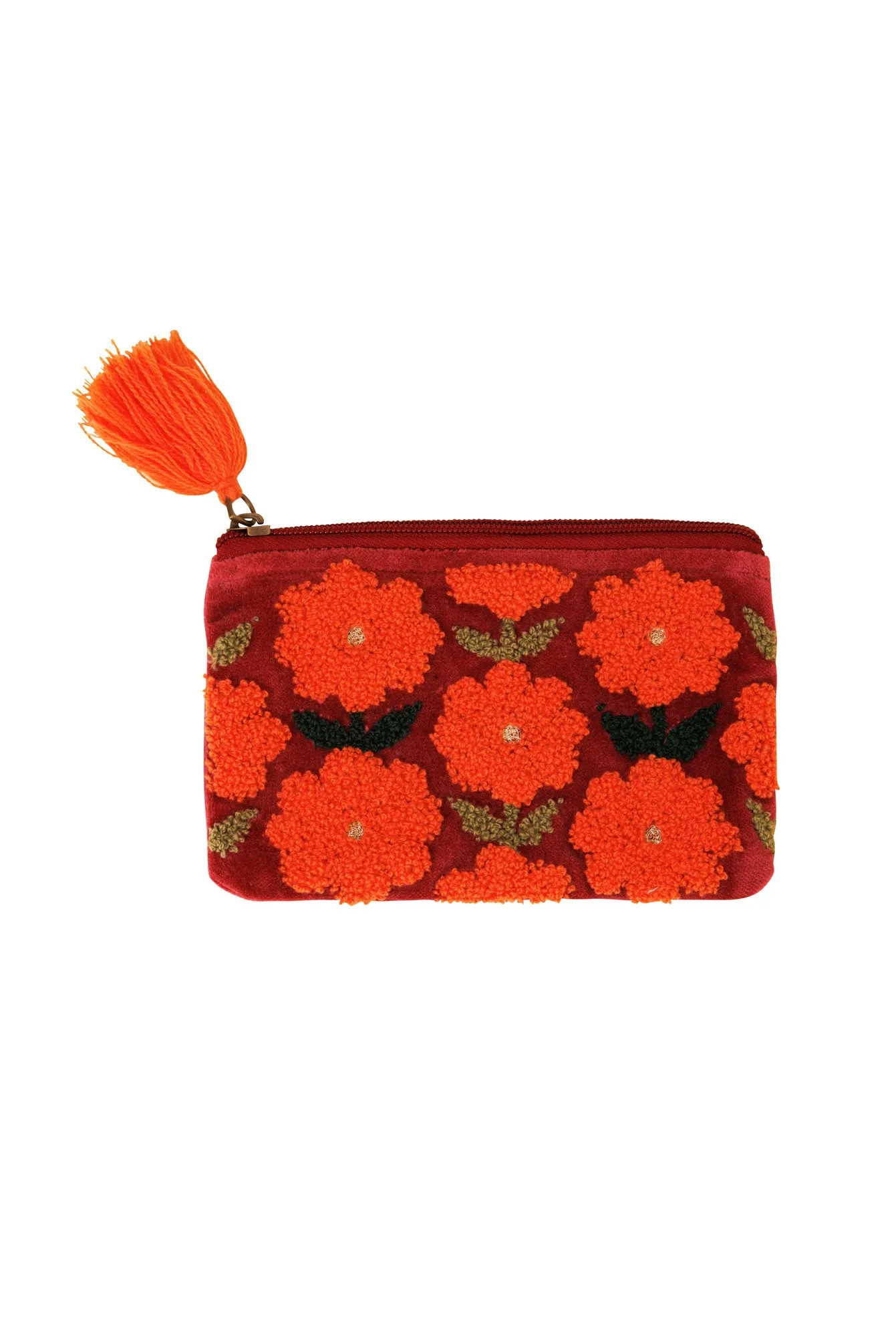 Rambling Flower Pouch -Burgundy