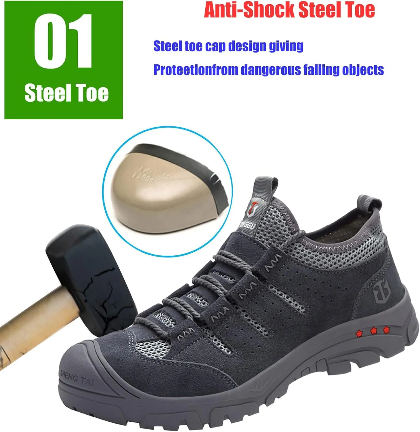 Safety Composite Toe Working Boots,Perfect for Industrial and Construction site, Slippery KitchenManufacture and Warehouse use,