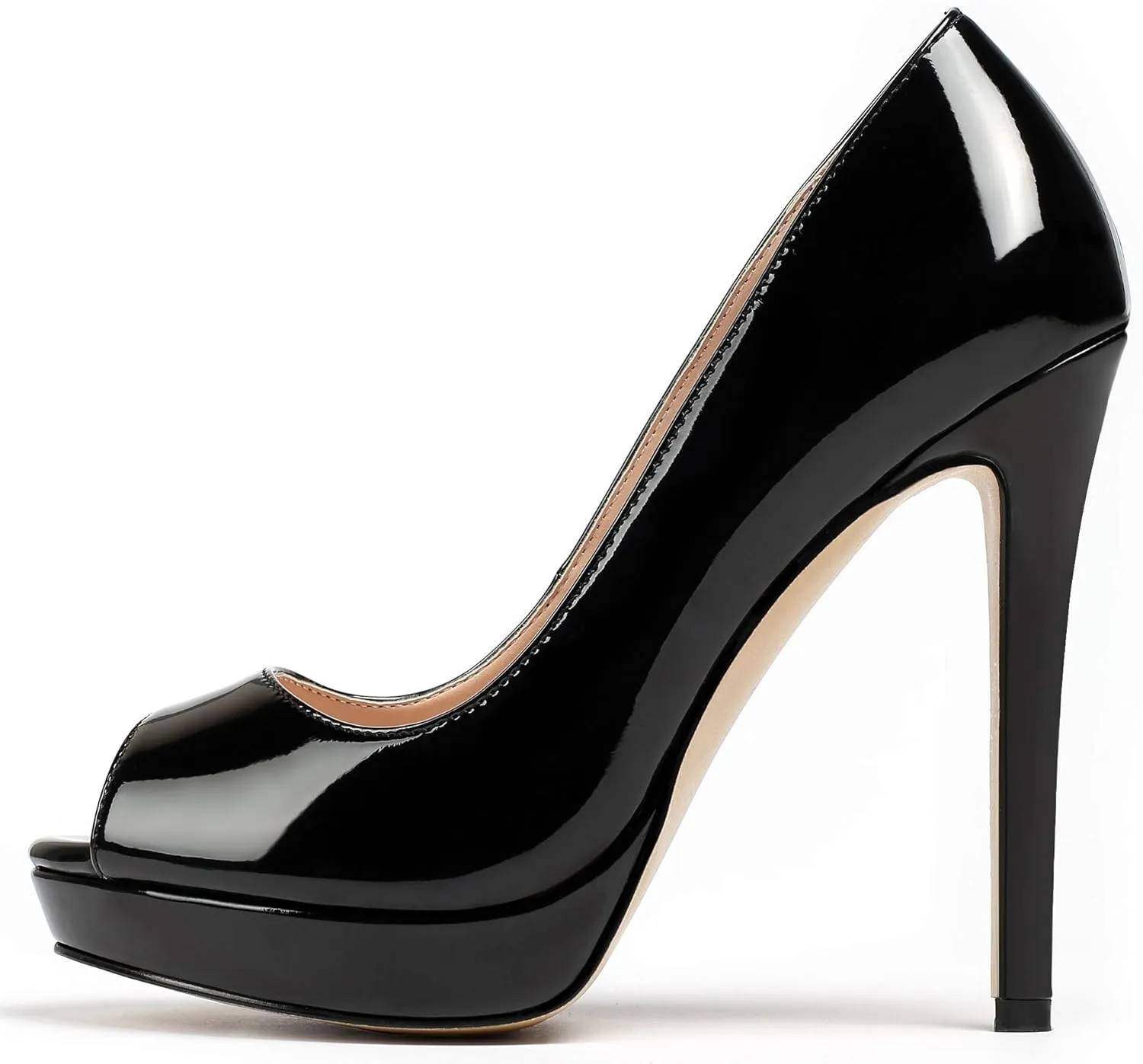 SAMMITOP Women's Peep Toe Stiletto Heel Pumps Slip On High Heel Platform Shoes Party Dress Pump