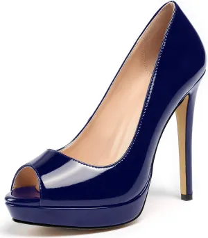 SAMMITOP Women's Peep Toe Stiletto Heel Pumps Slip On High Heel Platform Shoes Party Dress Pump