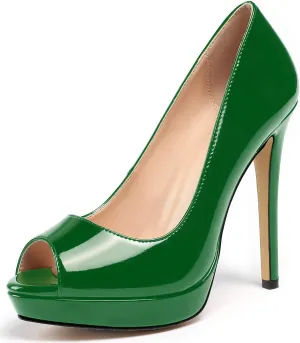 SAMMITOP Women's Peep Toe Stiletto Heel Pumps Slip On High Heel Platform Shoes Party Dress Pump