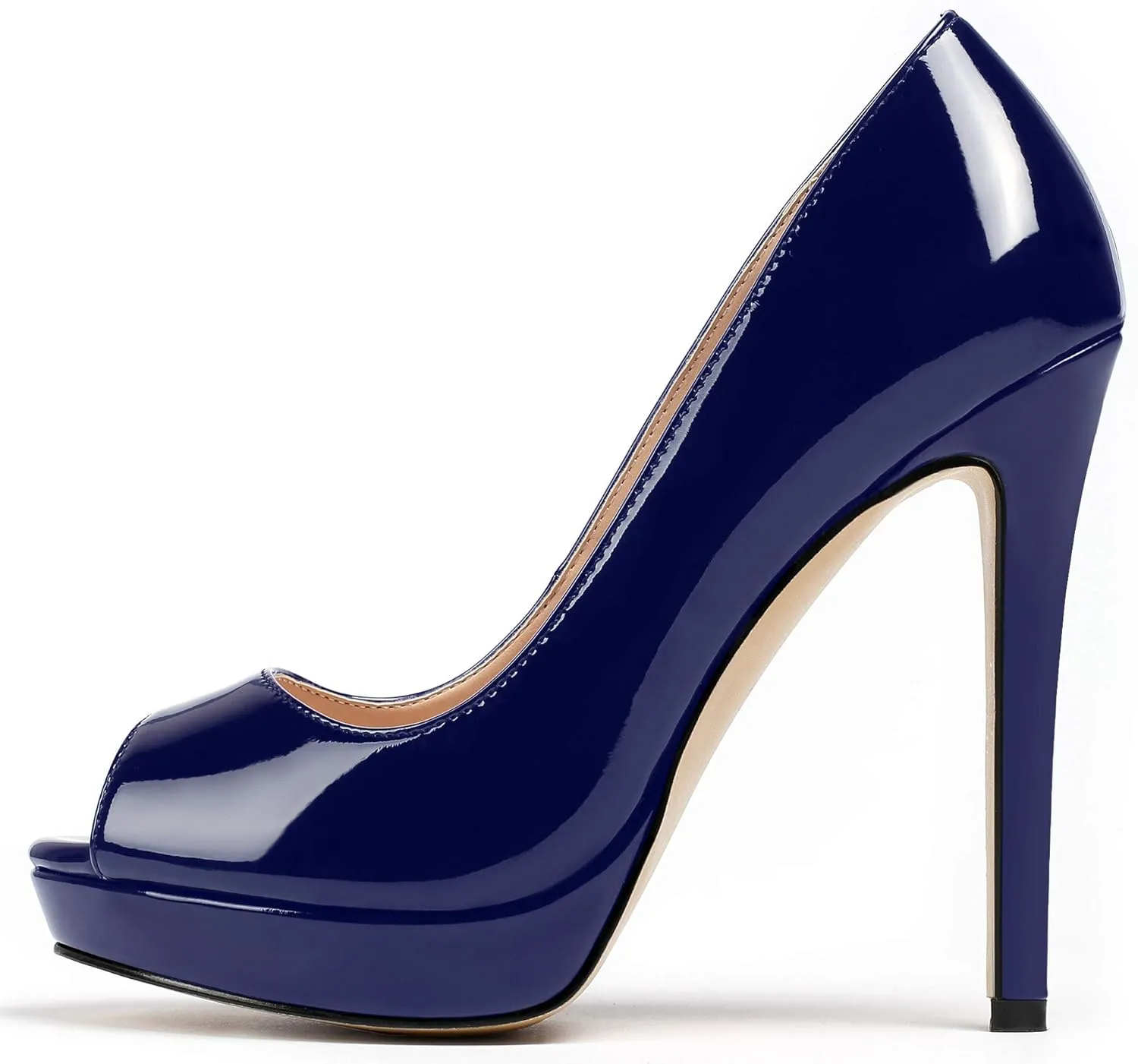SAMMITOP Women's Peep Toe Stiletto Heel Pumps Slip On High Heel Platform Shoes Party Dress Pump