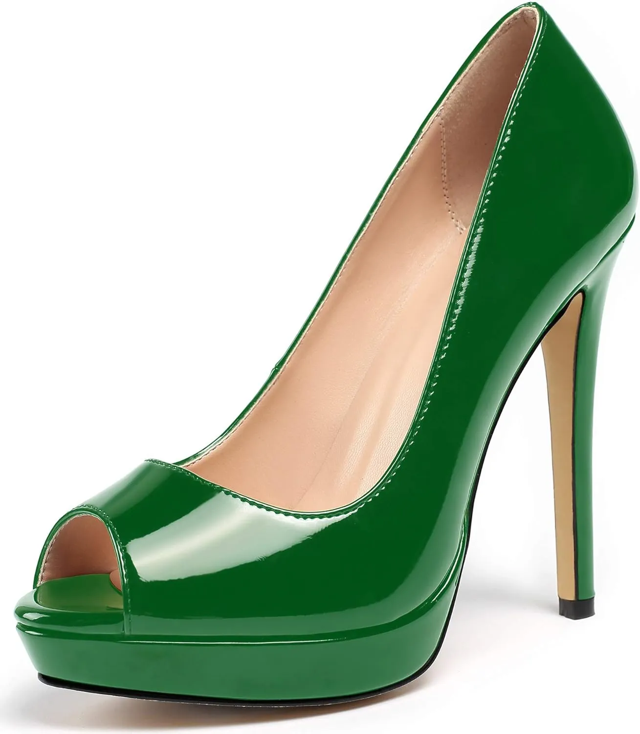 SAMMITOP Women's Peep Toe Stiletto Heel Pumps Slip On High Heel Platform Shoes Party Dress Pump