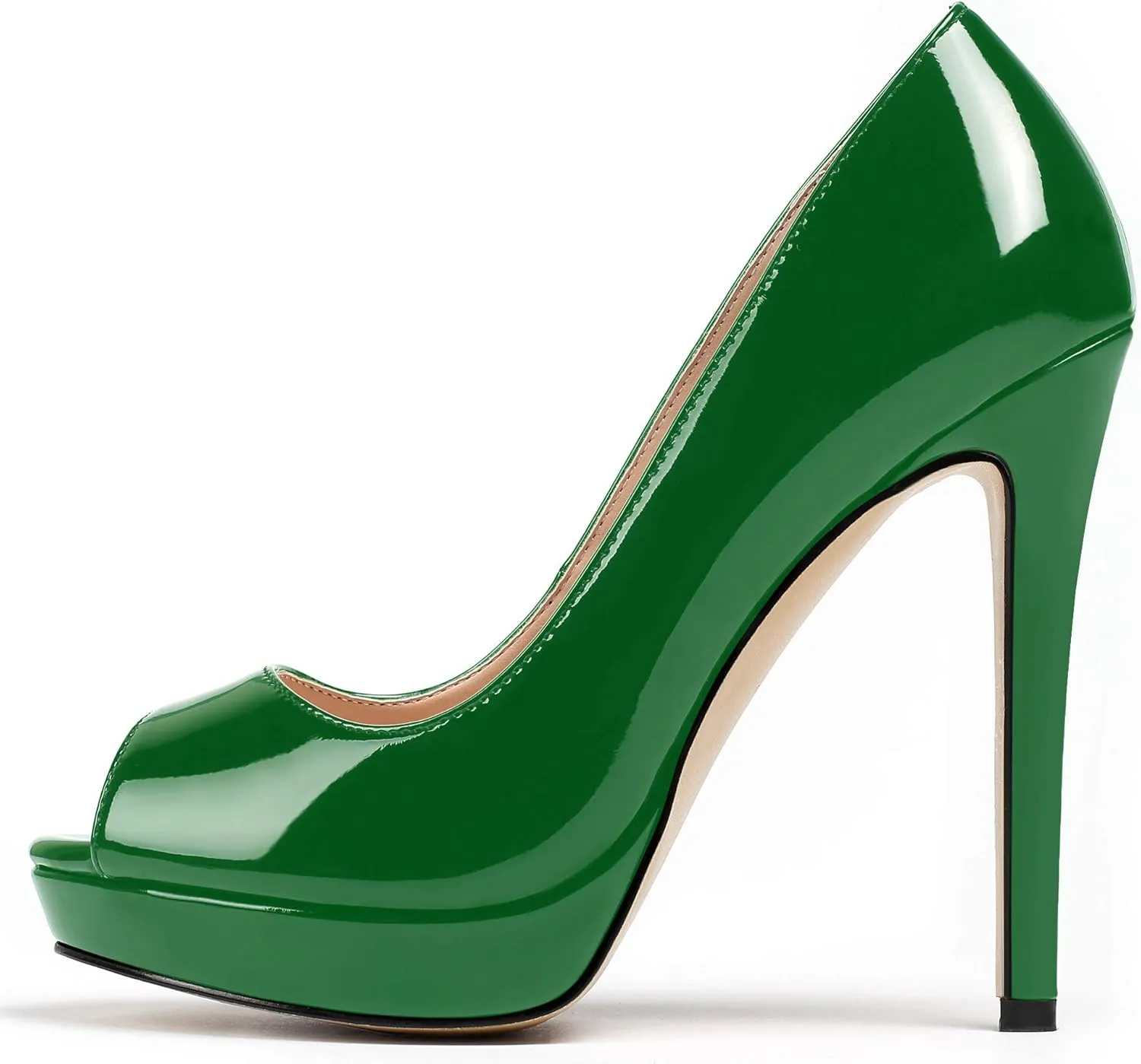 SAMMITOP Women's Peep Toe Stiletto Heel Pumps Slip On High Heel Platform Shoes Party Dress Pump