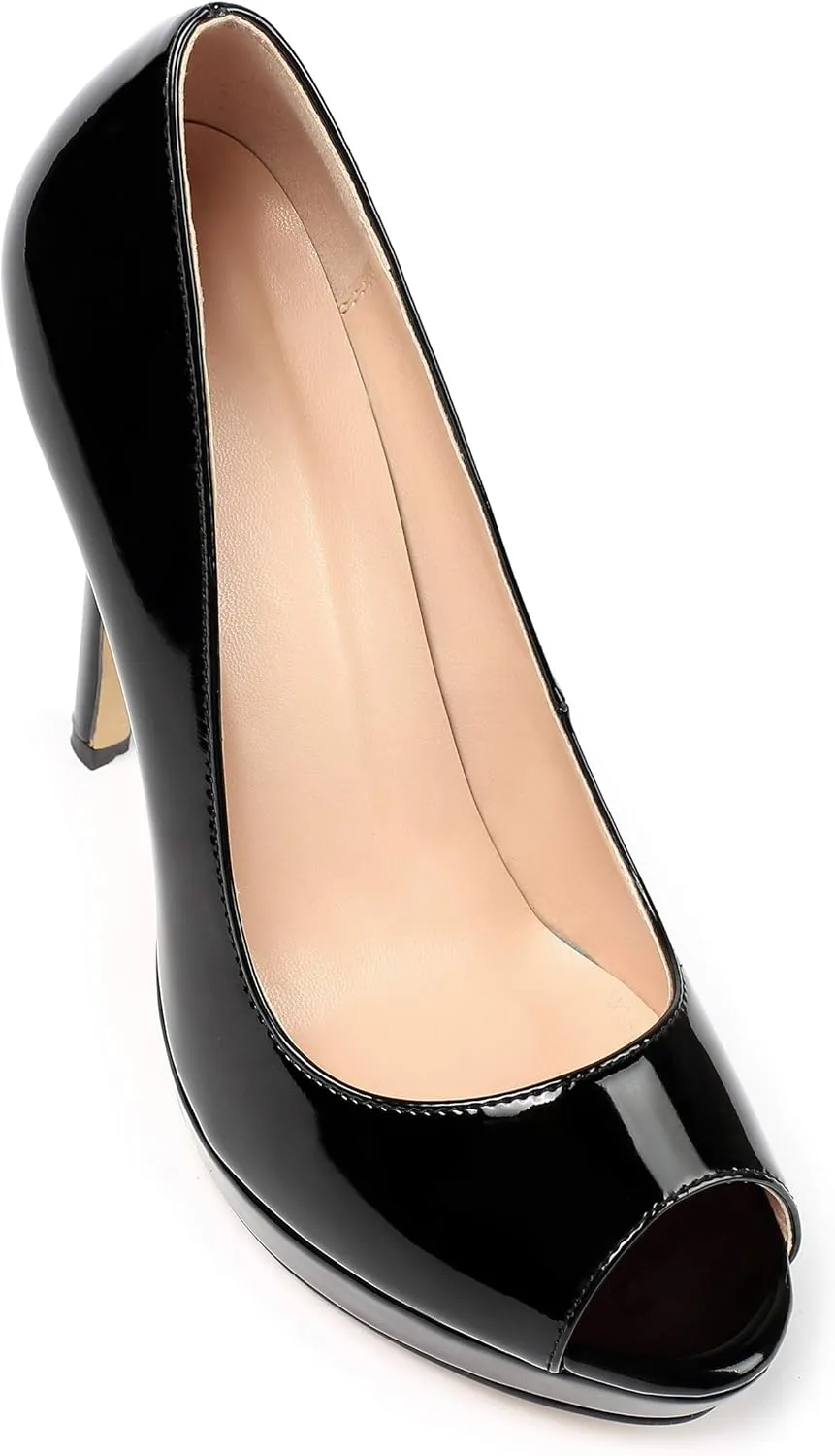 SAMMITOP Women's Peep Toe Stiletto Heel Pumps Slip On High Heel Platform Shoes Party Dress Pump