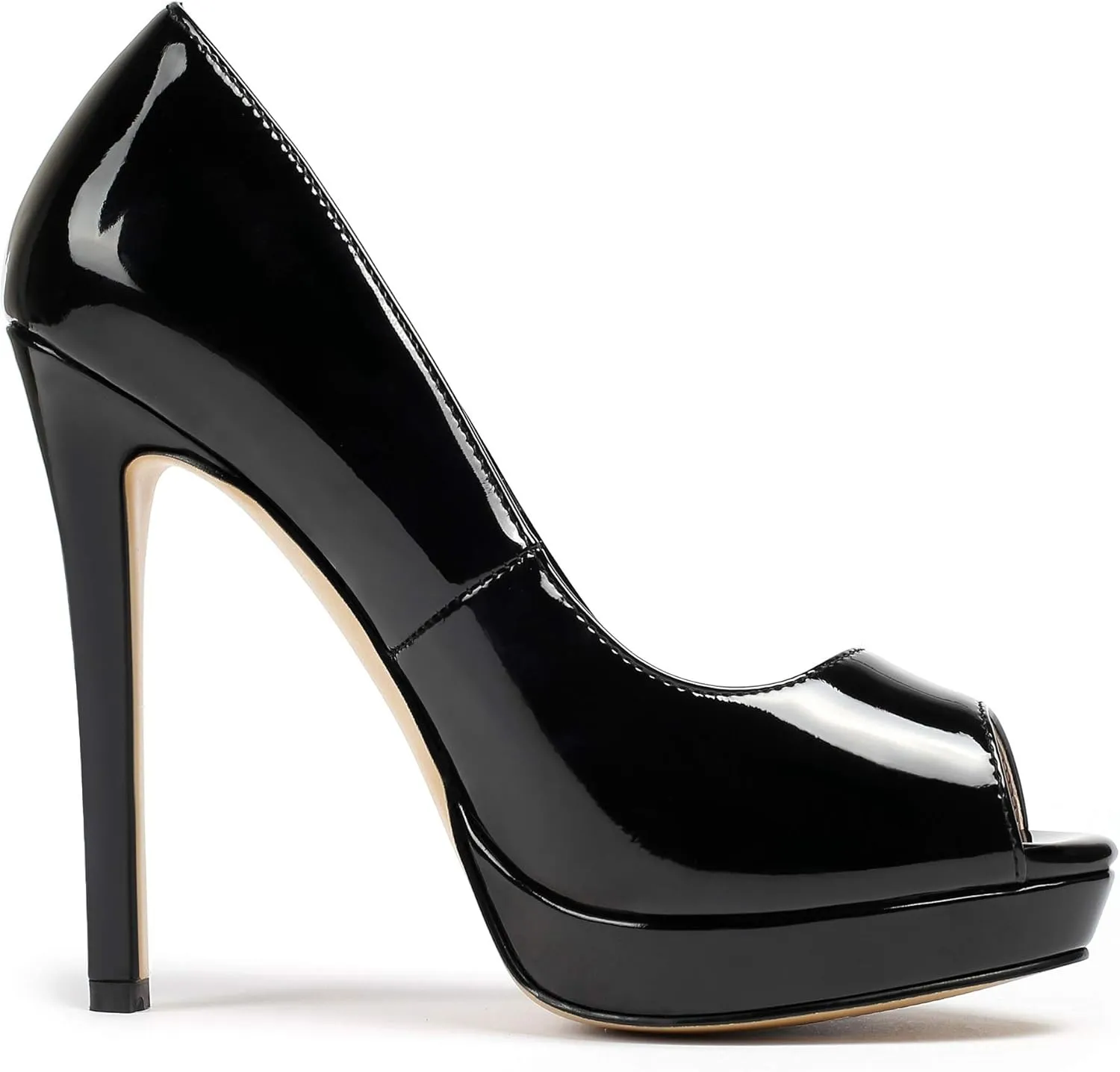 SAMMITOP Women's Peep Toe Stiletto Heel Pumps Slip On High Heel Platform Shoes Party Dress Pump