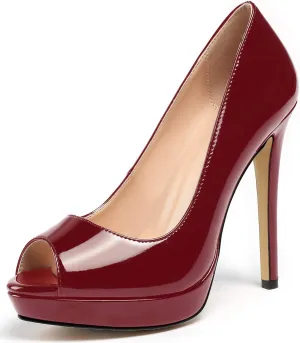 SAMMITOP Women's Peep Toe Stiletto Heel Pumps Slip On High Heel Platform Shoes Party Dress Pump