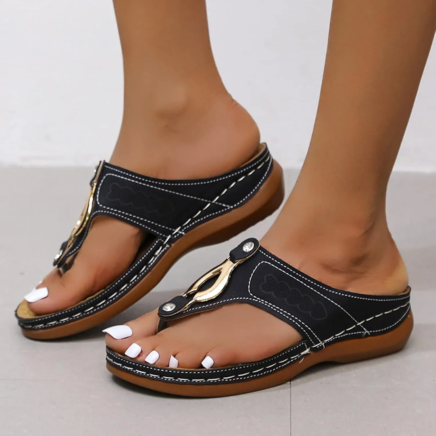 Sandals for Women Dressy Summer, Sandals with Arch Support Soft Orthotic Sandals Plantar Fasciitis Orthotic Flip Flop
