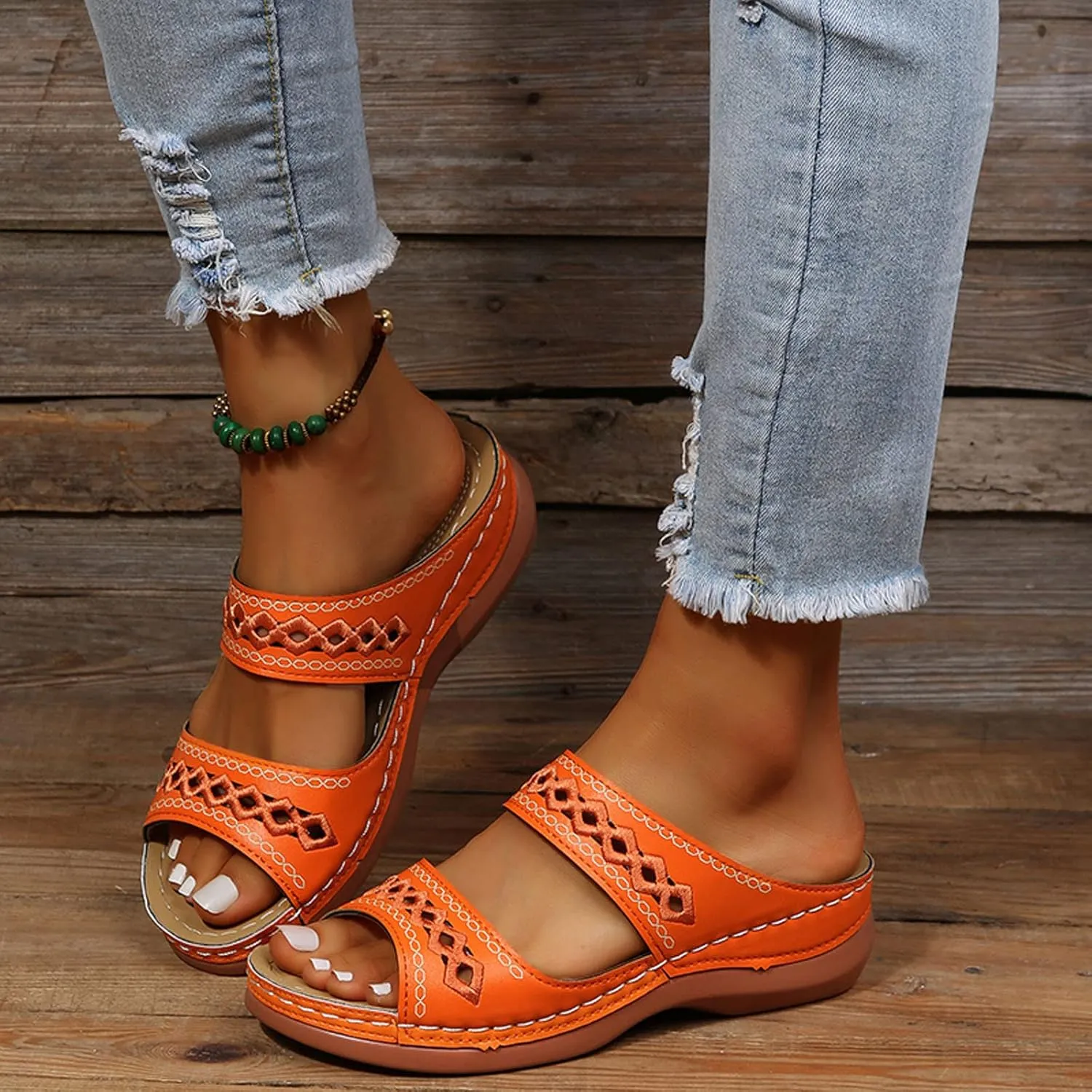 Sandals Women Fashion, Womens Sandals Premium Orthopedic Open Toe Sandals Retro Anti-Slip Breathable