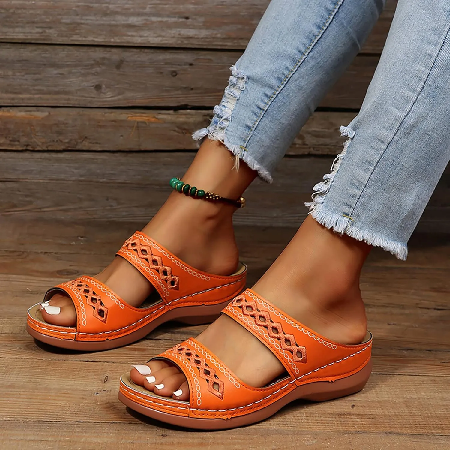 Sandals Women Fashion, Womens Sandals Premium Orthopedic Open Toe Sandals Retro Anti-Slip Breathable