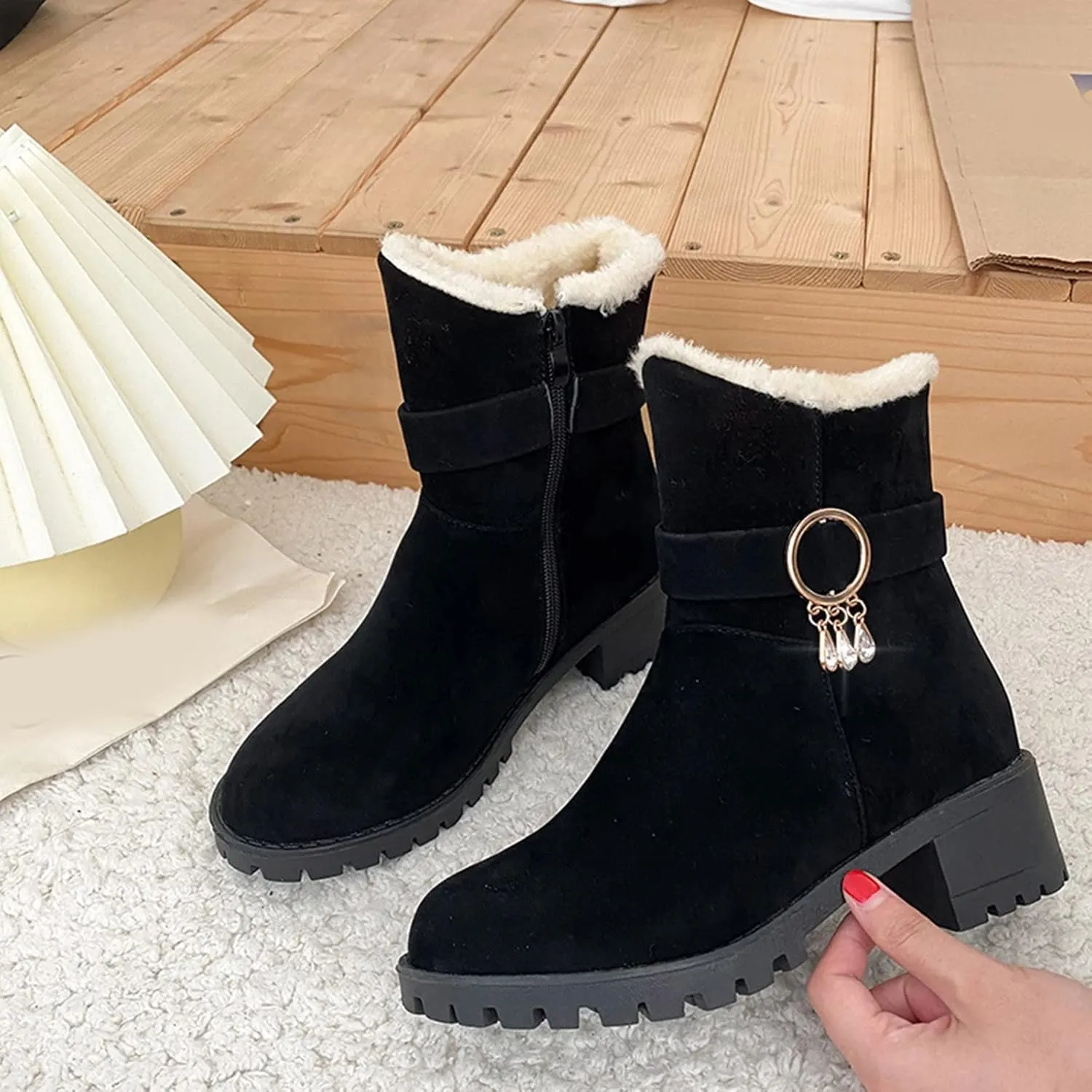 SBGMoSJ Womens Waterproof Winter Boots Size 9 Womens Winter Boots Wide Width Wide Calf Winter Booties for Women 2023 Womens Winter Ankle Boots Size 11 Botas De Mujer Para El Frio Con Plataforma