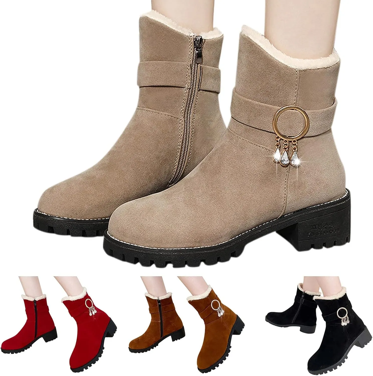 SBGMoSJ Womens Waterproof Winter Boots Size 9 Womens Winter Boots Wide Width Wide Calf Winter Booties for Women 2023 Womens Winter Ankle Boots Size 11 Botas De Mujer Para El Frio Con Plataforma