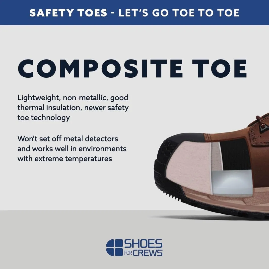 Shoes for Crews Redrock, Men's 8" Composite Toe (CT) Work Boots, Slip Resistant, Water Resistant, Black