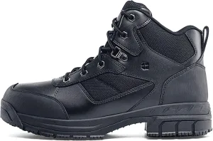 Shoes for Crews Voyager II, Men's, Women's, Unisex Steel Toe (ST) Work Boots, Slip Resistant, Water Resistant, Black, Men's 5.5 / Women's 7