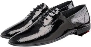 Single Season Dress Oxford for Men Lace Up Solid Plaid Round Toe Vegan Leather Low Top Block Heel Anti-Slip Non Slip Prom Very Popular Among Young People (Color : Black, Size : 8)