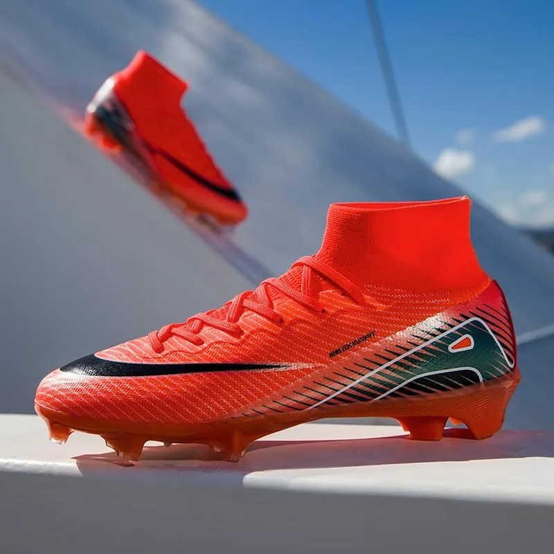 Soccer Cleats Mens Football Cleats Professional Soccer Shoes High-Tops Non-Slip Spikes for Big Boys Wide Training Sneaker Outdoor Indoor for AG/FG/TF Football Boots
