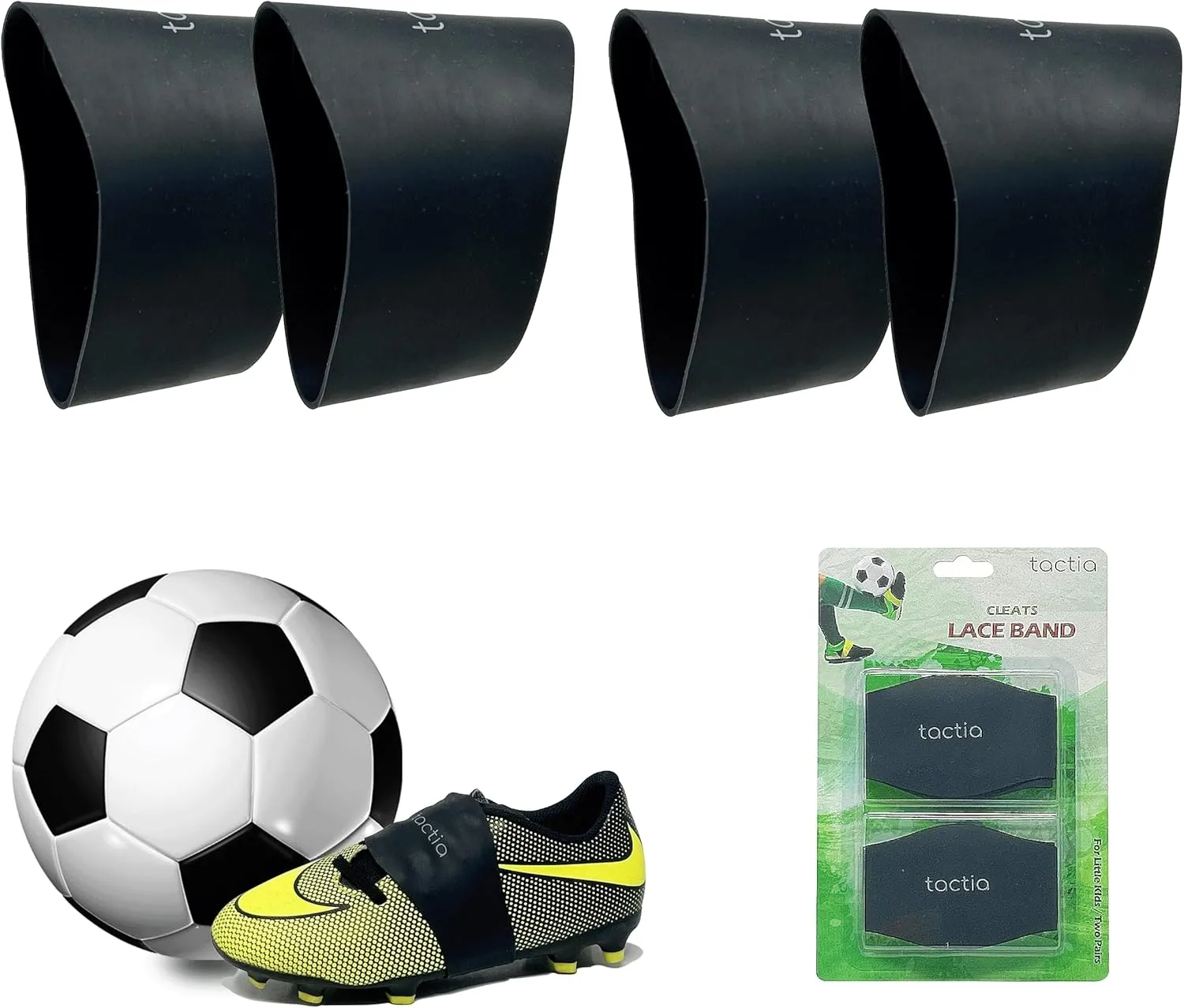 Soccer Lace Bands Youth ?C Premium Silicone ?C Lace Covers for Soccer Cleats, Soccer Shoe Lace Bands (2 Pairs)