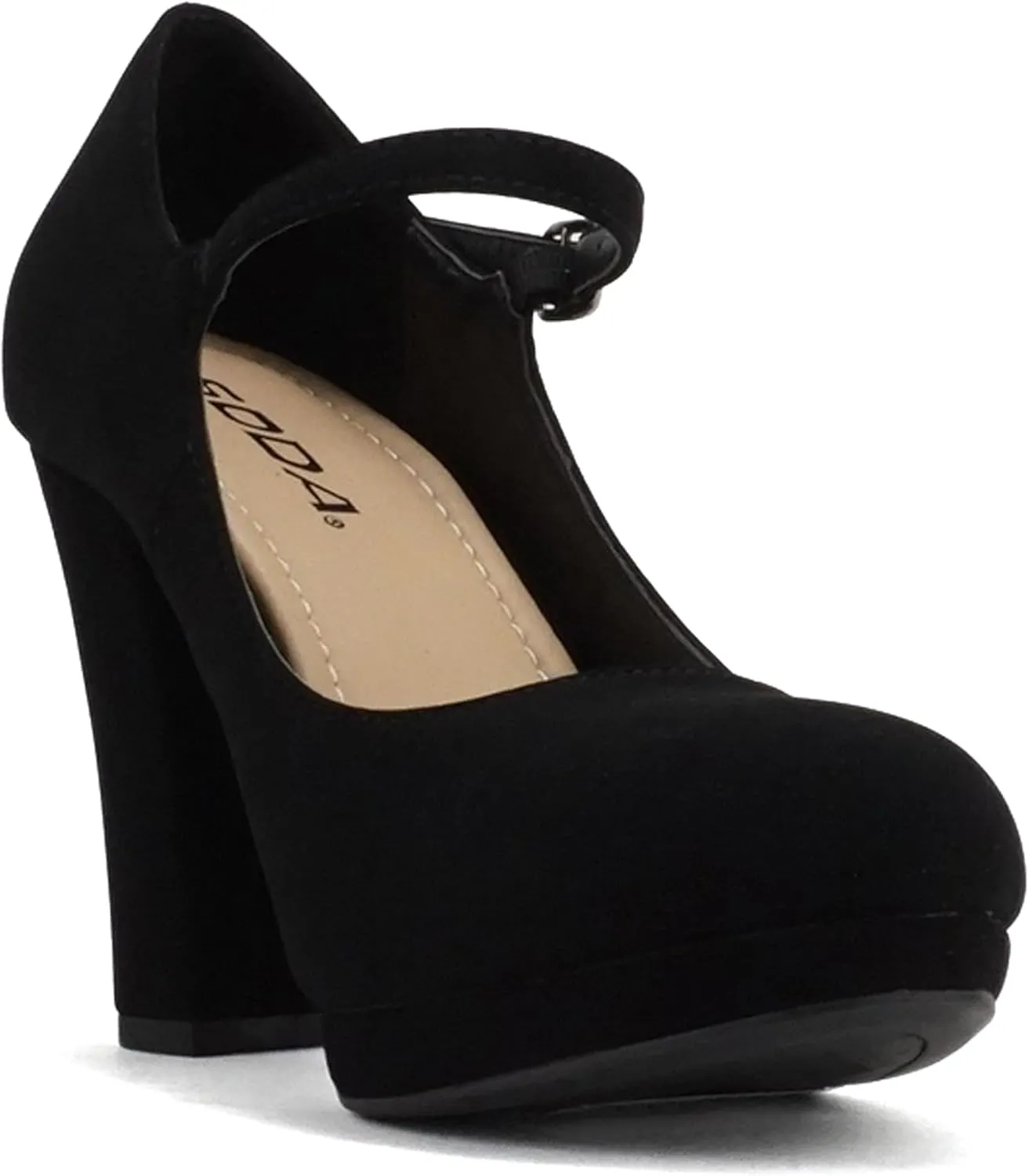 Soda Ayden ~ Women Mary Jane Ankle Strap Cushion High Heel Pump Shoe