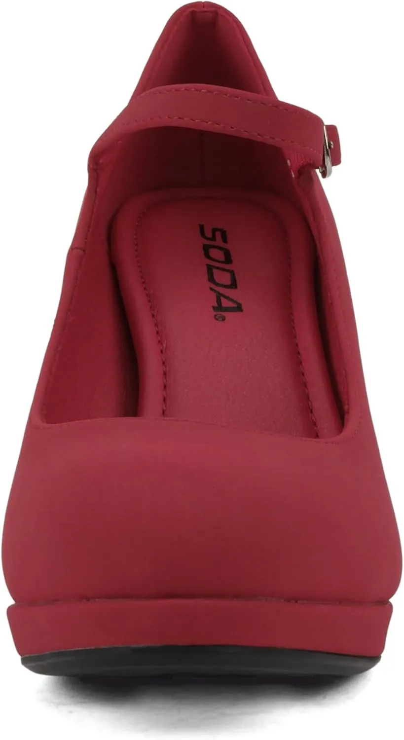 Soda Ayden ~ Women Mary Jane Ankle Strap Cushion High Heel Pump Shoe
