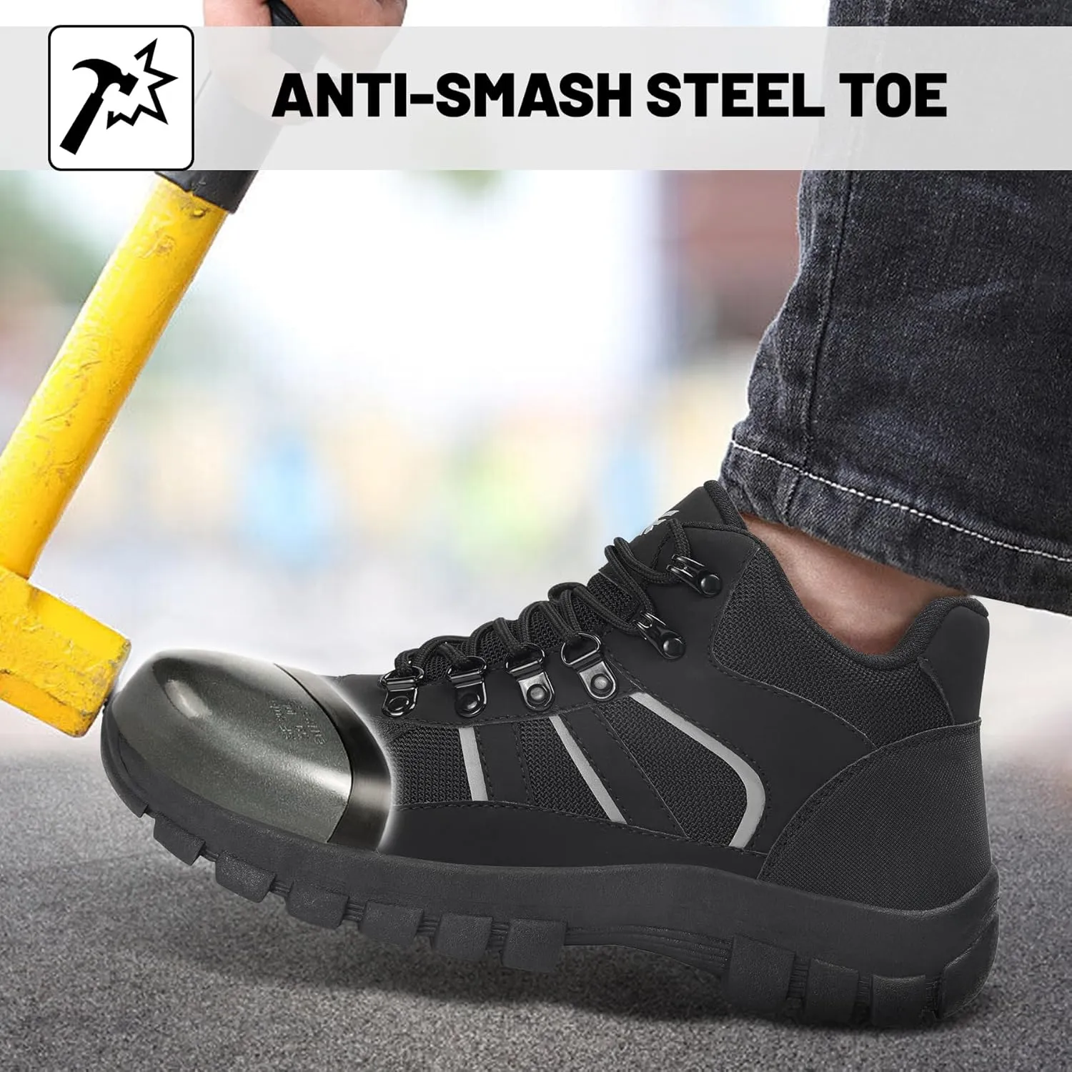 Steel Toe Boots for Men Women Comfortable Puncture Proof Safety Work Shoes for Indestructible Construction Working and Daily Wear