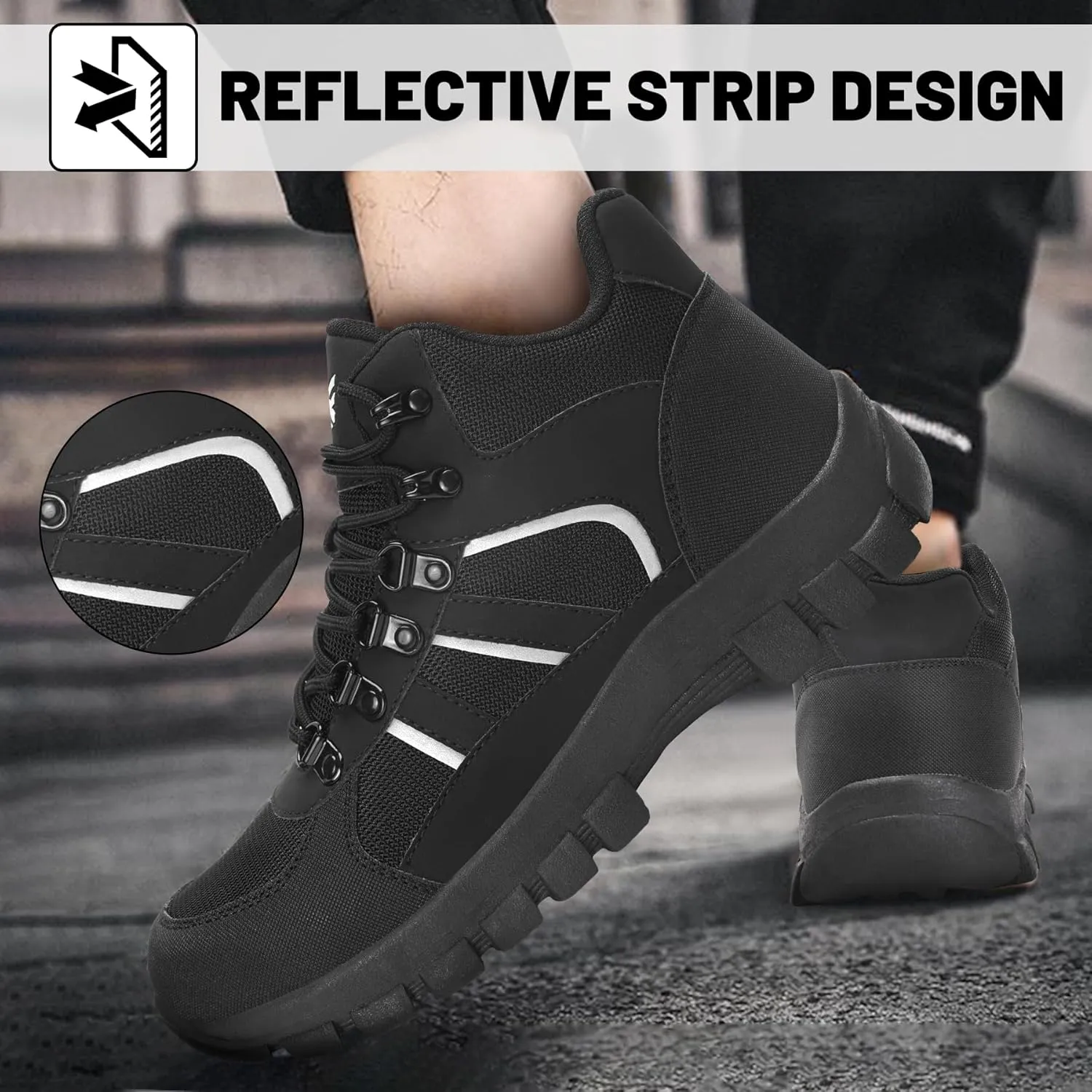 Steel Toe Boots for Men Women Comfortable Puncture Proof Safety Work Shoes for Indestructible Construction Working and Daily Wear