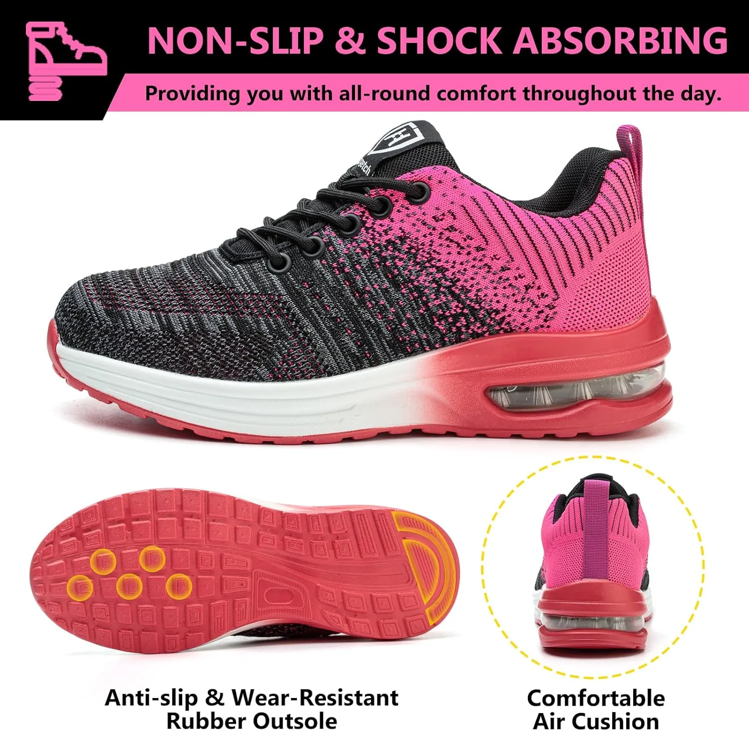 Steel Toe Shoes for Men Women Lightweight Comfortable Work Shoes Indestructible Slip Resistant Safety Shoes for Construction