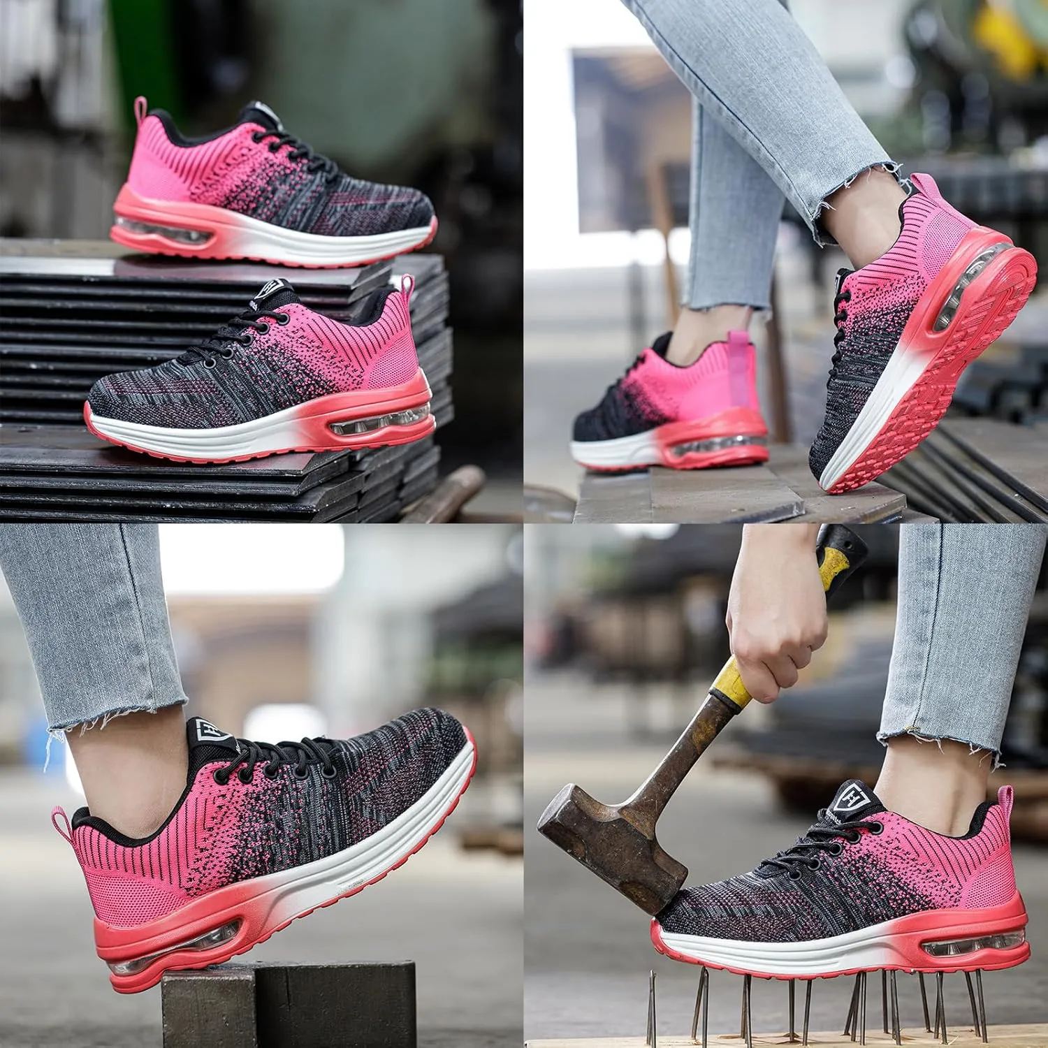 Steel Toe Shoes for Men Women Lightweight Comfortable Work Shoes Indestructible Slip Resistant Safety Shoes for Construction