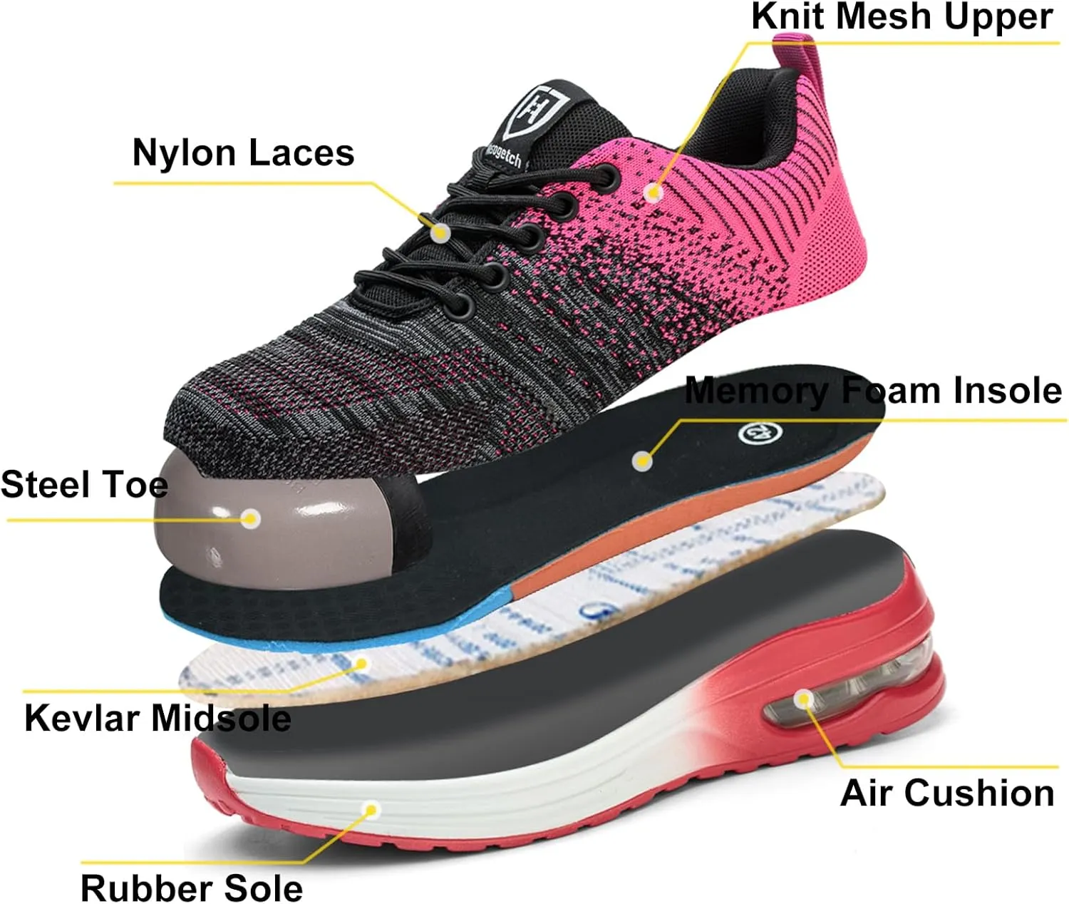 Steel Toe Shoes for Men Women Lightweight Comfortable Work Shoes Indestructible Slip Resistant Safety Shoes for Construction