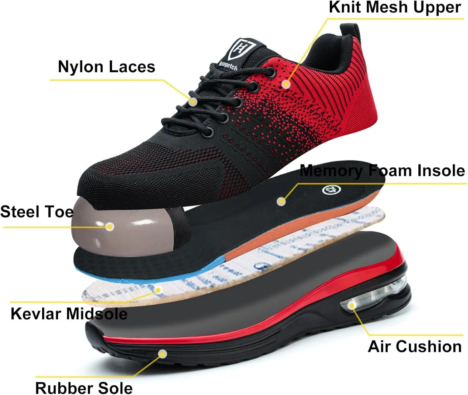 Steel Toe Shoes for Men Women Lightweight Comfortable Work Shoes Indestructible Slip Resistant Safety Shoes for Construction