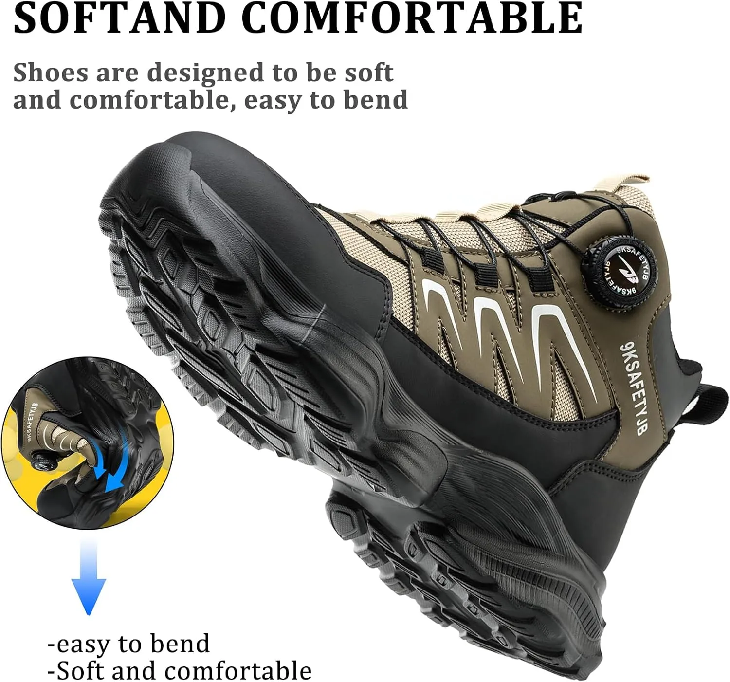 Steel Toe Shoes for Men Women Work Safety Shoes Lightweight Comfortable Industrial & Construction Work Safety Shoes Steel Toe Sneakes Shoes Black