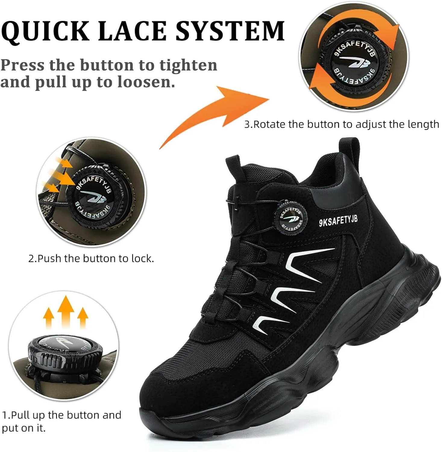 Steel Toe Shoes for Men Women Work Safety Shoes Lightweight Comfortable Industrial & Construction Work Safety Shoes Steel Toe Sneakes Shoes Black