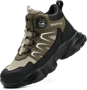 Steel Toe Shoes for Men Women Work Safety Shoes Lightweight Comfortable Industrial & Construction Work Safety Shoes Steel Toe Sneakes Shoes Brown