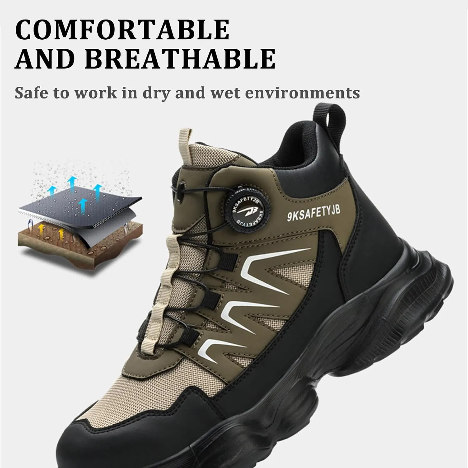Steel Toe Shoes for Men Women Work Safety Shoes Lightweight Comfortable Industrial & Construction Work Safety Shoes Steel Toe Sneakes Shoes Brown