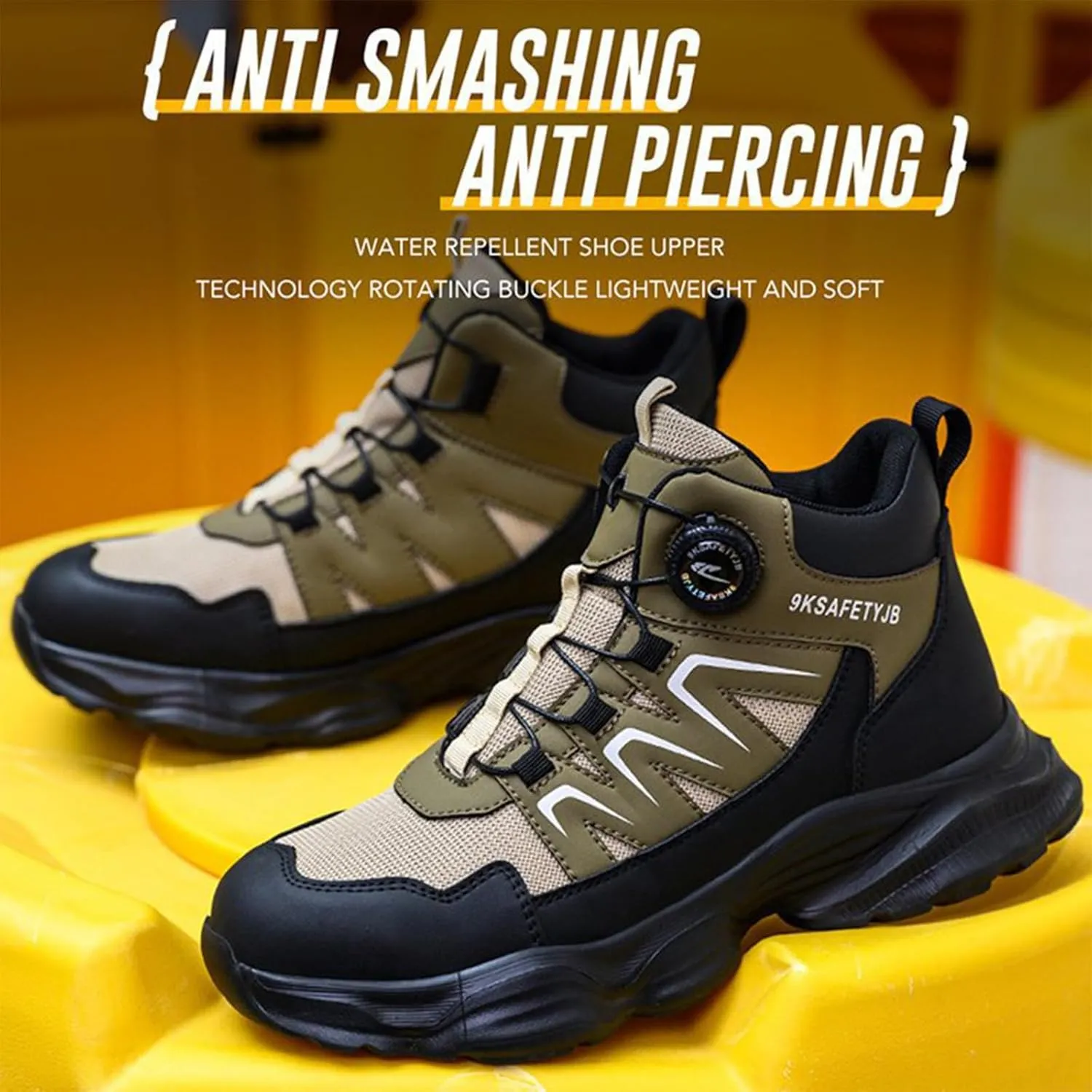Steel Toe Shoes for Men Women Work Safety Shoes Lightweight Comfortable Industrial & Construction Work Safety Shoes Steel Toe Sneakes Shoes Brown