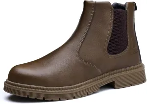 Steel Toe Work Boots for Men Women Slip-on Chelsea Boots, Men's Industrial Construction Shoes, Waterproof, Lightweight, Comfortable, Non-slip Safety Boots
