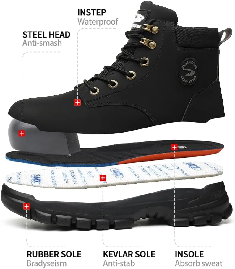Steel Toe Work Shoes for Men Women Lightweight Comfortable Waterproof Industrial & Construction Fireproof Safety Boots